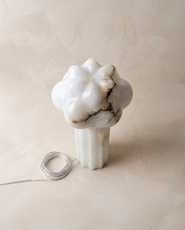 Alba No.1 Table Lamp showing sculptural alabaster form