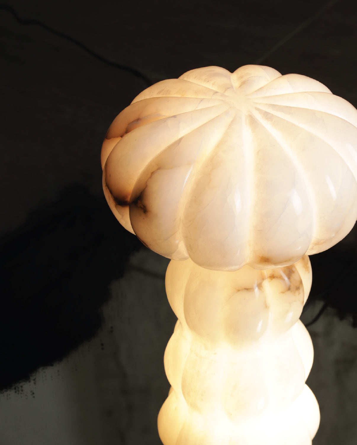 Close-up of Barq table lamp natural stone texture