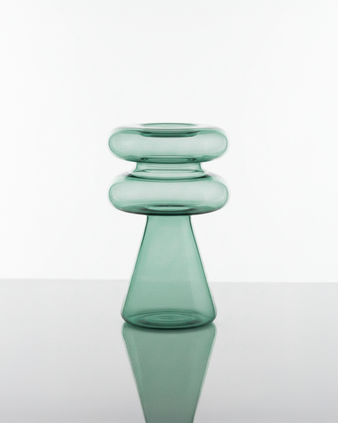 Mugen File Vase in teal handblown glass