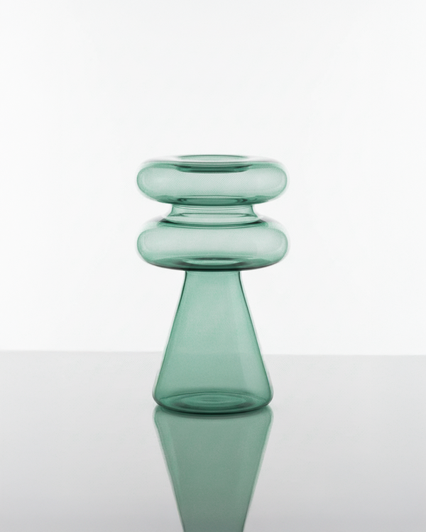 Mugen File Vase in teal handblown glass