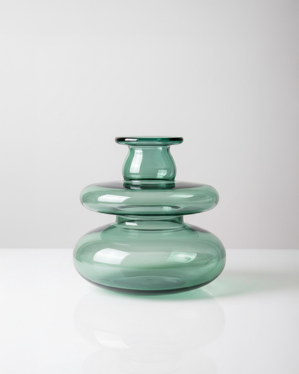 Mugen Loft Vase in teal handblown glass
