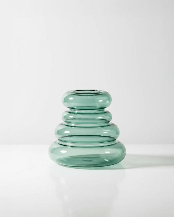 Mugen Revo Vase in teal handblown glass