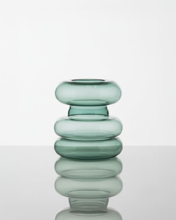 Mugen Shella Vase in teal handblown glass