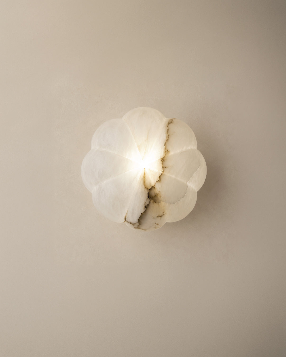 Natural alabaster surface and veining on Volka Table Lamp