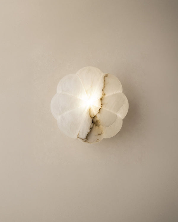 Natural alabaster surface and veining on Volka Table Lamp